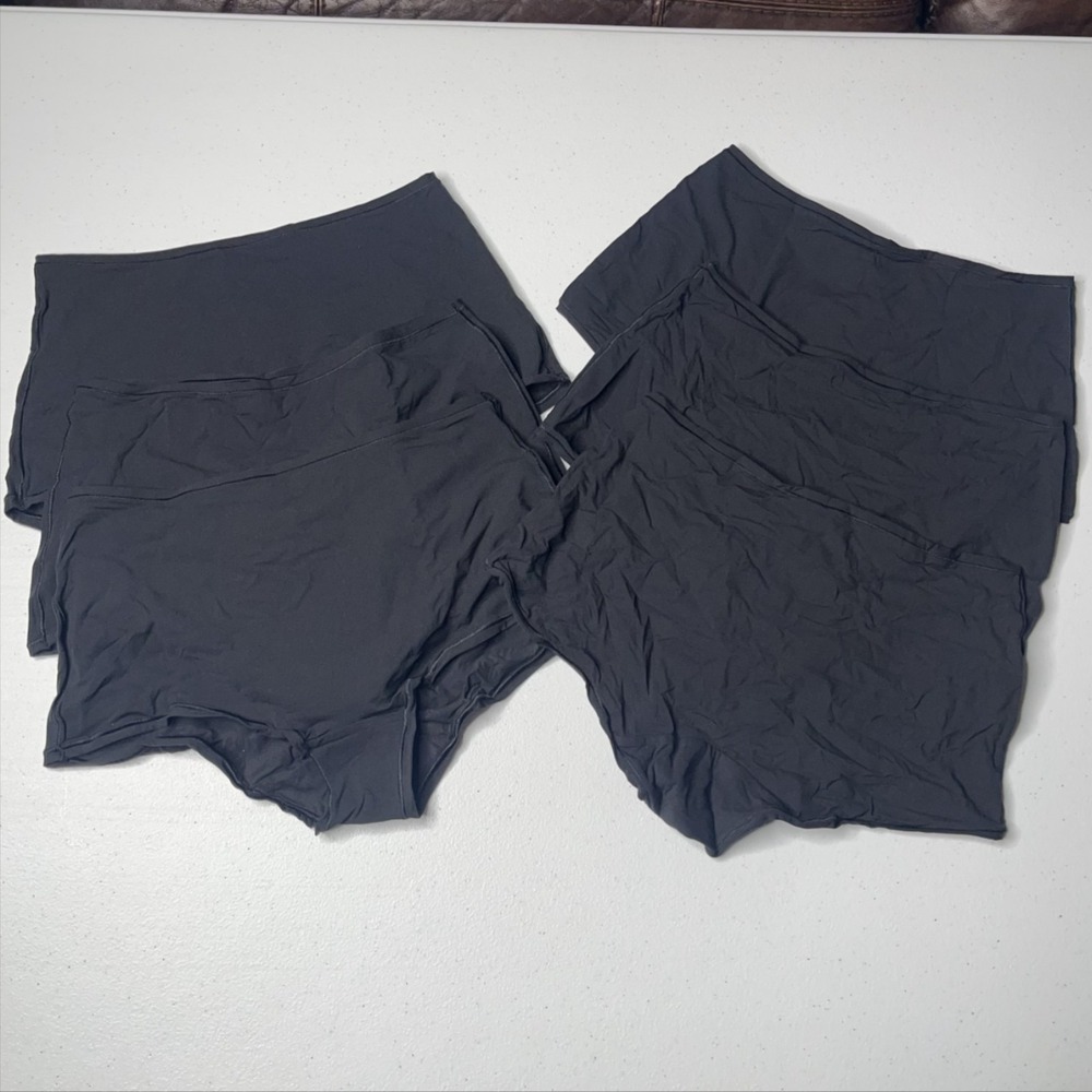 Quince Second Skin Boyshort 6 Pack Womens M Black NWOT Tagless Stretch Underwear